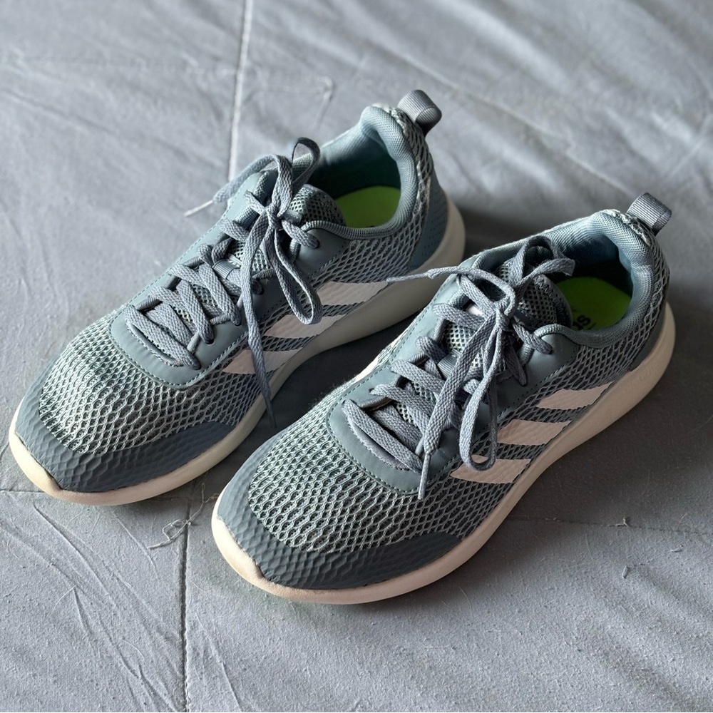 Adidas Blue and White Athletic Shoes with Breathable Mesh